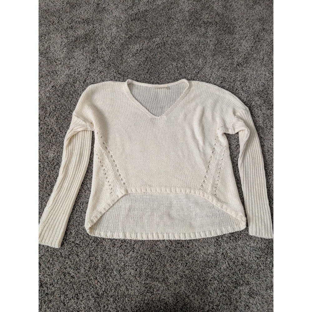 RD Style Cream Knit V Neck‎ High Low Sweater M M